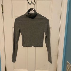 Cropped grey turtle neck long sleeve